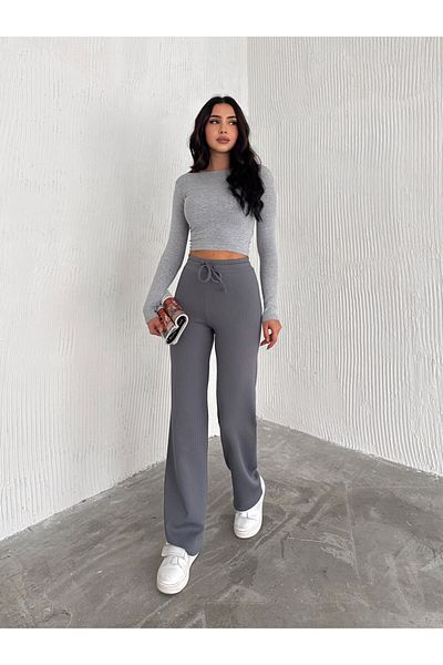 DeChival Ribbed Palazzo Pants - Personal Comfortable Uniforms for the Season