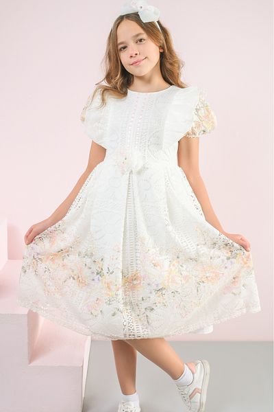 LAMİS FASHİON Girls' Spring Flowers Dress