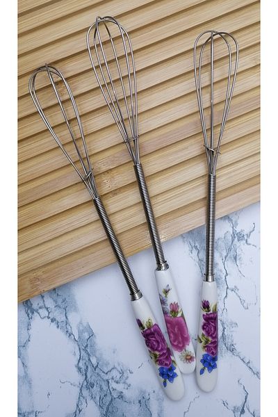 sweenhome 1 Piece Porcelain Mini Whisk with Handle 20 cm