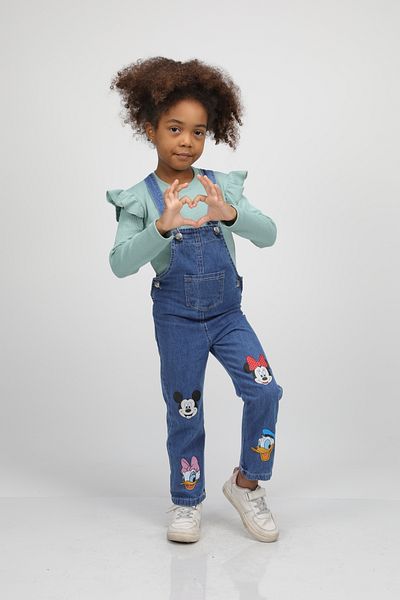 Pasur Bebe SET SALOPETĂ DENIM FETE CU BADĂ ȘI MICIE
