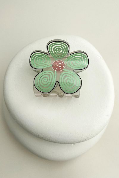 Modex Green Clover Flower Small Latch Hair Clip (Size:5Cm)
