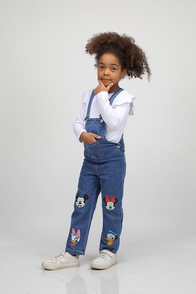 Pasur Bebe Girl's Jeans Salopet Suit with Badil and Mikie