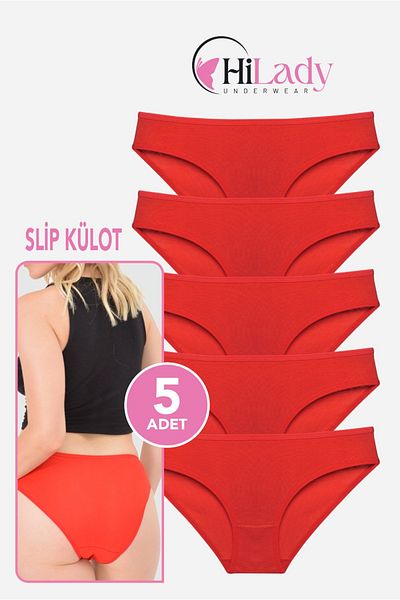 Hilady PACHET 5 BIKINI CHILOȚI ROSII BUMBAC