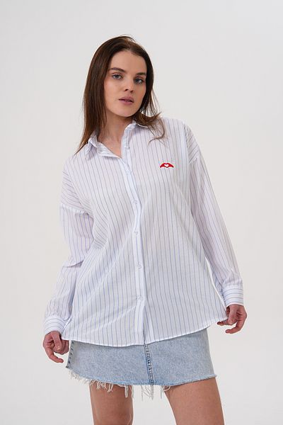Amorti 🔹   Cămașă oversize cu dungi pentru femei – Eleganță atemporală - Brodată 🔹