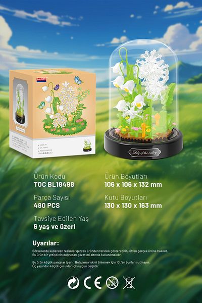balody Flower Series with Jar – White Lily (Bl18498) – Mini Block Building Toy Set