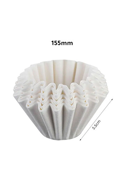 MIBRU فلتر قهوة مموج الشكل 155 مم للقهوة المقطرة 100 فلتر أبيض