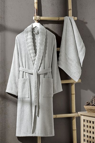 ÇIQRIK HOME Σετ μπουρνούζι 2 τεμαχίων Luxury Jacquard Βαμβακερό