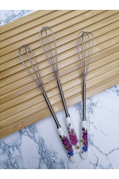 sweenhome 1 Piece Porcelain Mini Whisk with Handle 20 cm
