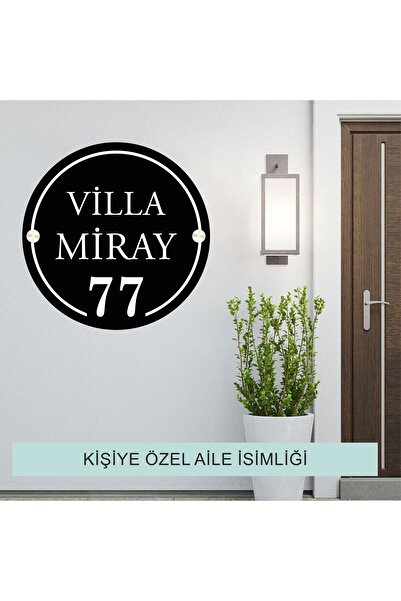 zafrakreklam Yuvarlak Kapı Numarası ve Aile İsmi Tabelası Boyut 30X30cm  Apar...