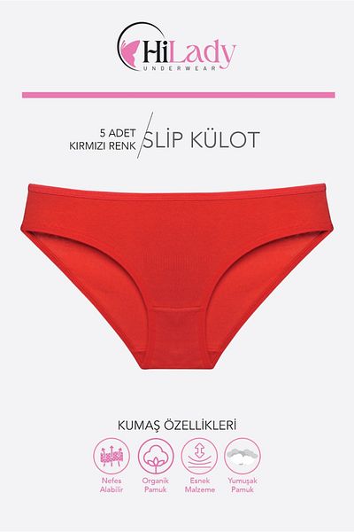 Hilady PACHET 5 BIKINI CHILOȚI ROSII BUMBAC