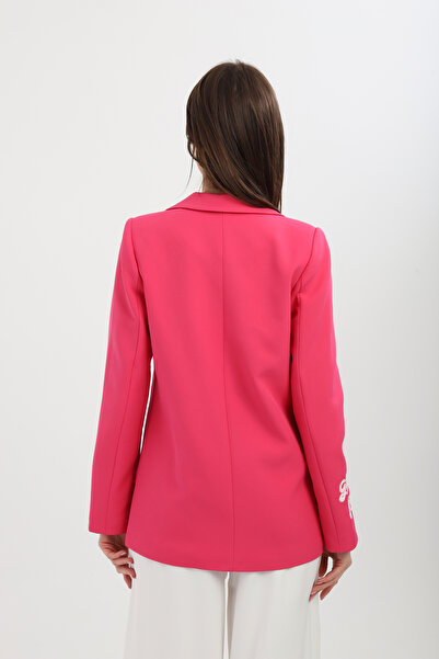 Milamia Nakışlı Fuşya Blazer Ceket