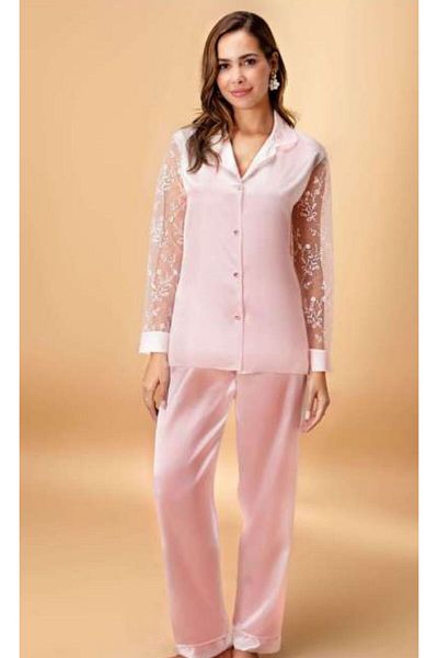 CSN CASANO Women's Satin 6 Piece Lace Detailed Dowry Nightgown Set