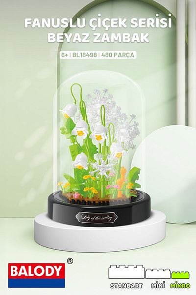 balody Flower Series with Jar – White Lily (Bl18498) – Mini Block Building Toy Set
