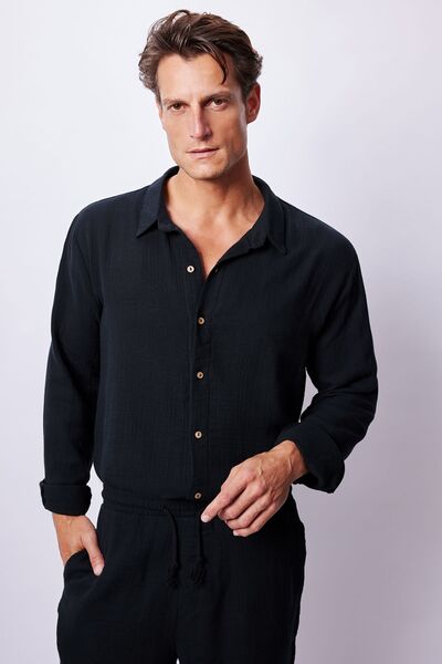 Dear Deer Black Bamboo Oversize Shirt