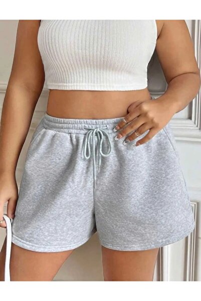 CAONNES Kadın Gri Şort Büyük Beden Battal Eşofman Altı Spor Rahat Giyim Kaliteli Şık Görünüm ŞAH MODA şşlşş