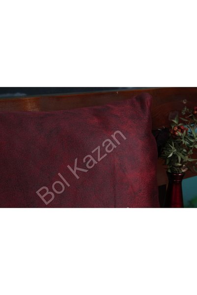Bolkazan.com Claret Red Faux Leather Throw Pillow Cover 40 X 40