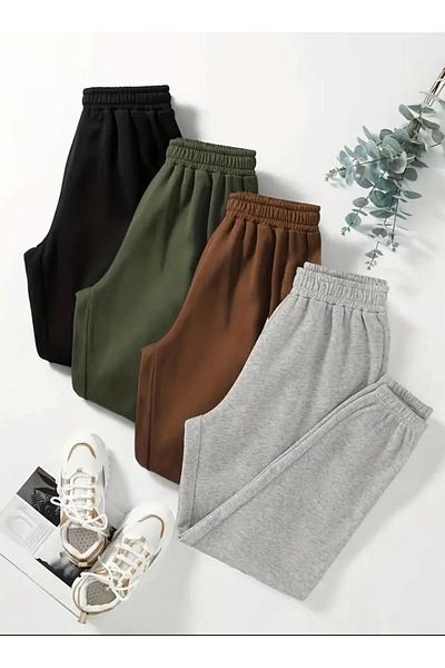 UYN SPORT 4-Pack Unisex Jet/Khaki/Brown/Grey Jogger Leg Sweatpants