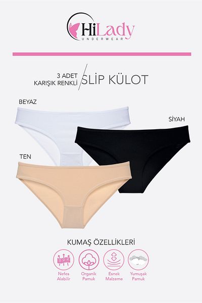 Hilady Pachet de 3 chiloți de damă trei culori