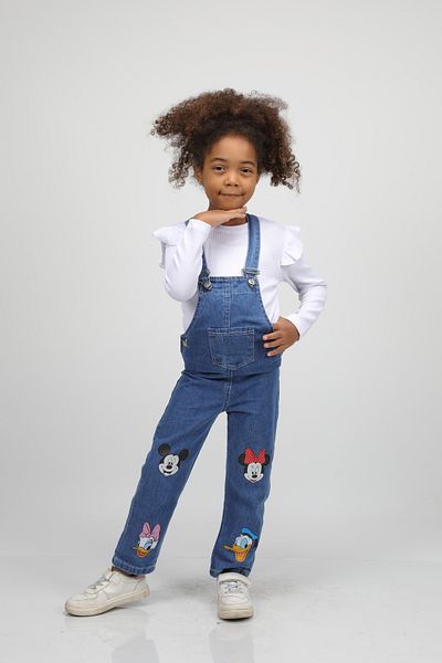 Pasur Bebe Girl's Jeans Salopet Suit with Badil and Mikie