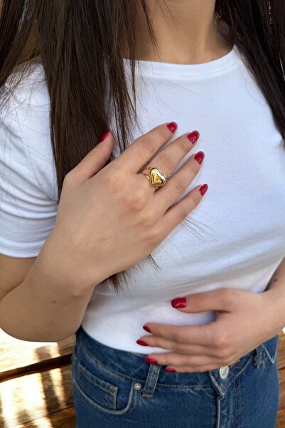 Utku Kuyumculuk 22 AYAR ÖZEL TASARIM BOMBELİ KALP MODEL YÜZÜK