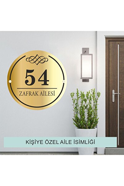 zafrakreklam Yuvarlak Kapı Numarası ve Aile İsmi Tabelası Boyut 30X30cm  Apar...
