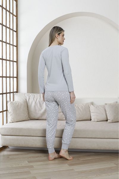 BEYAZTOPTAN SET Pijama GRI pentru femei cu maneca lunga