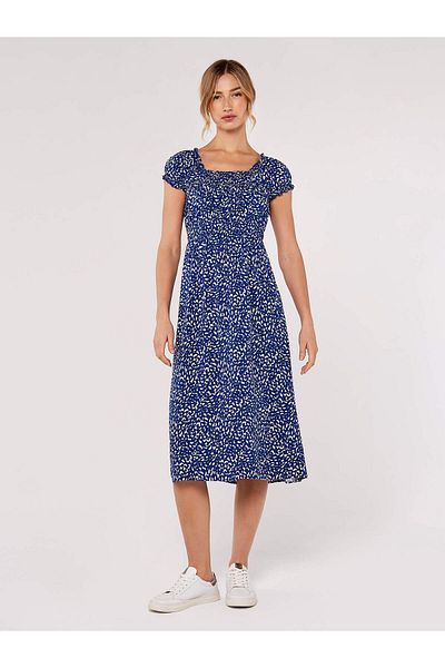 Apricot Midikleid Mit Pinselpunkten