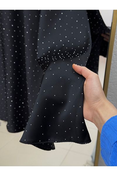 Ebrar Store Neşe Stone Sara Σατέν Φούστα-BN4390 Μαύρη