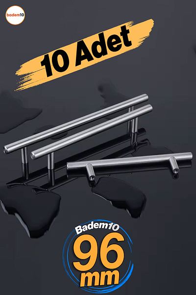 Badem10 Neted 96 mm (10 buc.) Inox Metal Bucătărie Mobilier Sertar Dulap Ușă Dulap Mâner Mâner