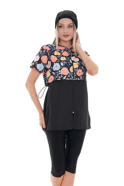 REMSA Semi-Closed Mayvanlı 2508 Model Black-White Hijab