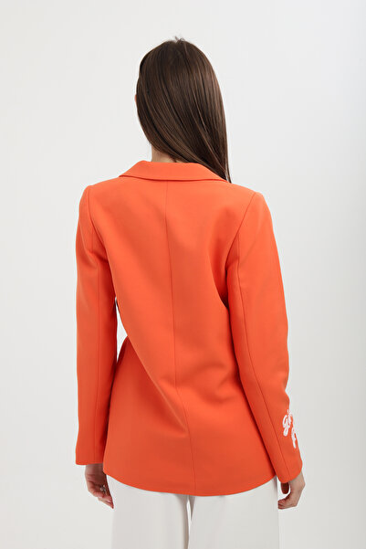 Milamia Nakışlı Turuncu Blazer Ceket
