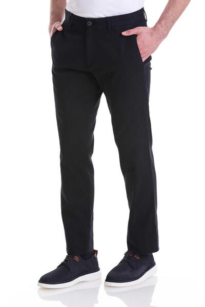 CLASSİCS MEN Avasar Чоловічі темно-сині штани прямого крою з льону - 7230