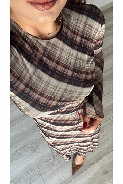 Oslove Marka Model Ekose Tül Elbise