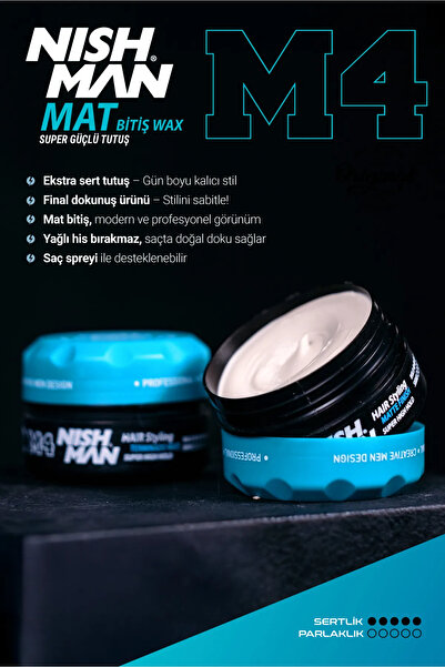 NISHMAN Saç Şekillendirici Mat Wax M4 / Karma Saç Tiplerine Yönelik 100 ml