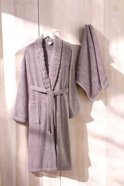 ALPACO AquaLoom Lüx Жіночий халат і рушник, 100% бавовна, чорно-фіолетовий