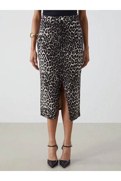 LC Waikiki Lc Wai̇ki̇ki̇ Brown Standard Fit Patterned Women's Jean Skirt
