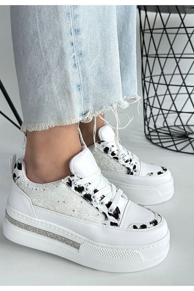 Erbilden Yorna White Skin Zebra Detailed Sports Shoes