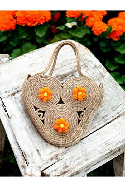 CollessiaHome Geantă din paie din iută, lucrată manual, geantă de frânghie cu...