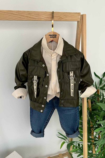 Minigimin Cicileri Men's and Children's 3L Set - Khaki, with Leather Jacket My Mini's Ciceleri