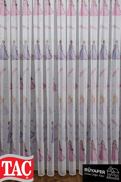 Taç Dream Princess Patterned Linen Children's Room Tulle Does Not Want to Iron Frequently