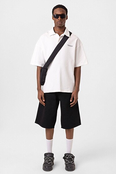 Vamos Oversize T-Shirt Ecru Polo Neck