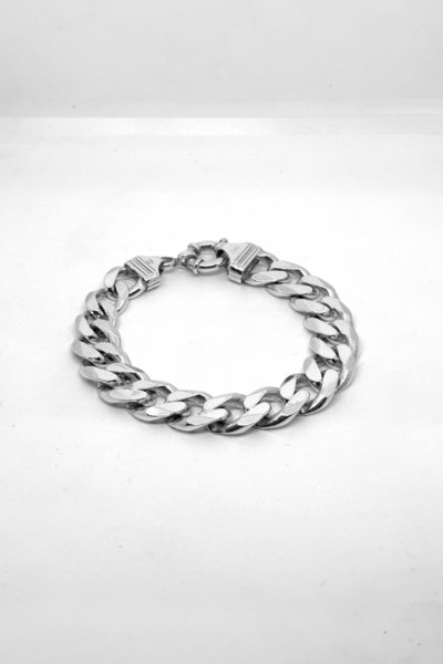 oya silver Kalın Gümüş Gurmet Zincir Bileklik 23.5cm