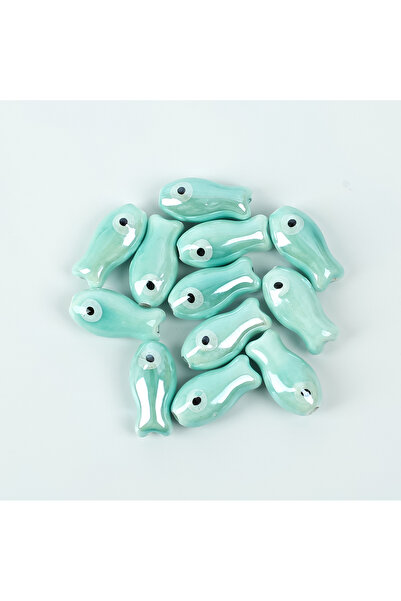 yfhobi 1 Adet - 19 mm Nemo Balık Desenli Porselen Boncuk, Su Yeşili Renk Pors...