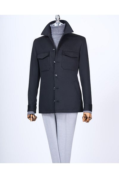 TerziAdemAltun Jachetă sport slim fit în stil italian pentru bărbați, neagră T13477