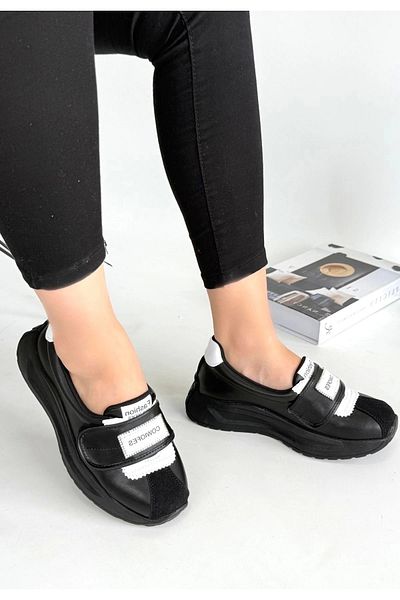 Erbilden Lilay Black Skin White Detailed Sports Shoes