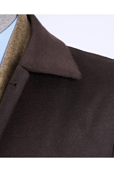 TerziAdemAltun Ανδρικό καφέ Slim Fit Αθλητικό Μονό Μπουφάν Ιταλικού στυλ - T13478