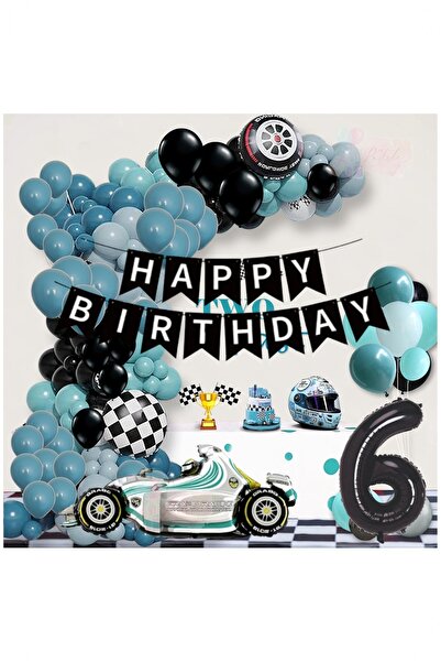 BİDOLUMUTLULUK Yarış Arabası Yaş Rakamlı Doğum Günü Konsepti Parti Eğlence Ku...