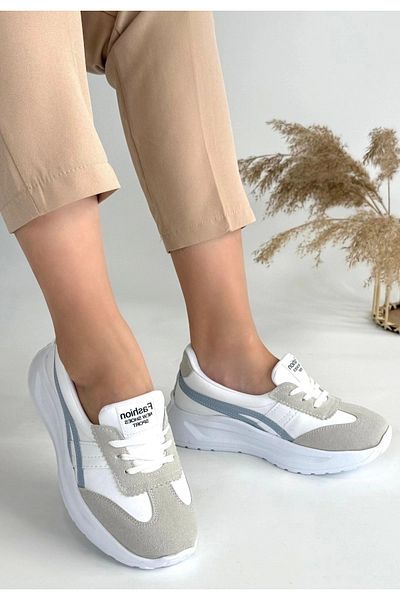 Erbilden Zitta White Skin Blue Detailed Sports Shoes