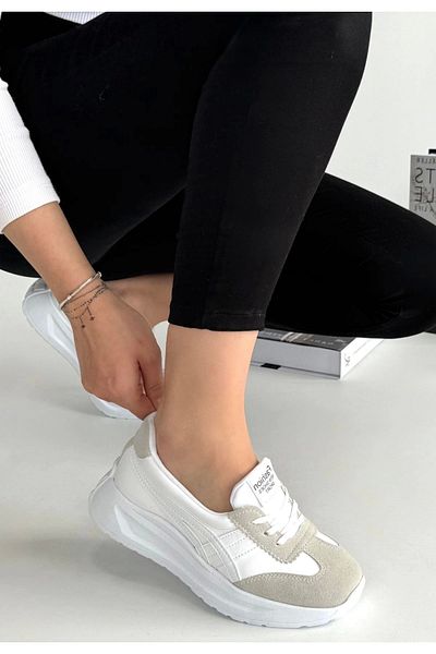 Erbilden Zitta White Skin Lace-Up Sneakers