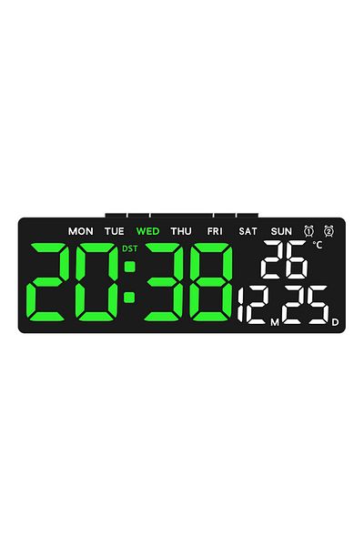 Choice black shell green Digital Led Alarm Clock Temperature Date and Week Display Table Clock Night Mode B